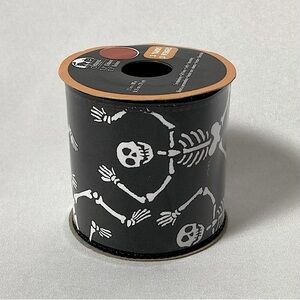Halloween Black and White Skeletons Wire Edged Craft Ribbon 2.5” x 108”